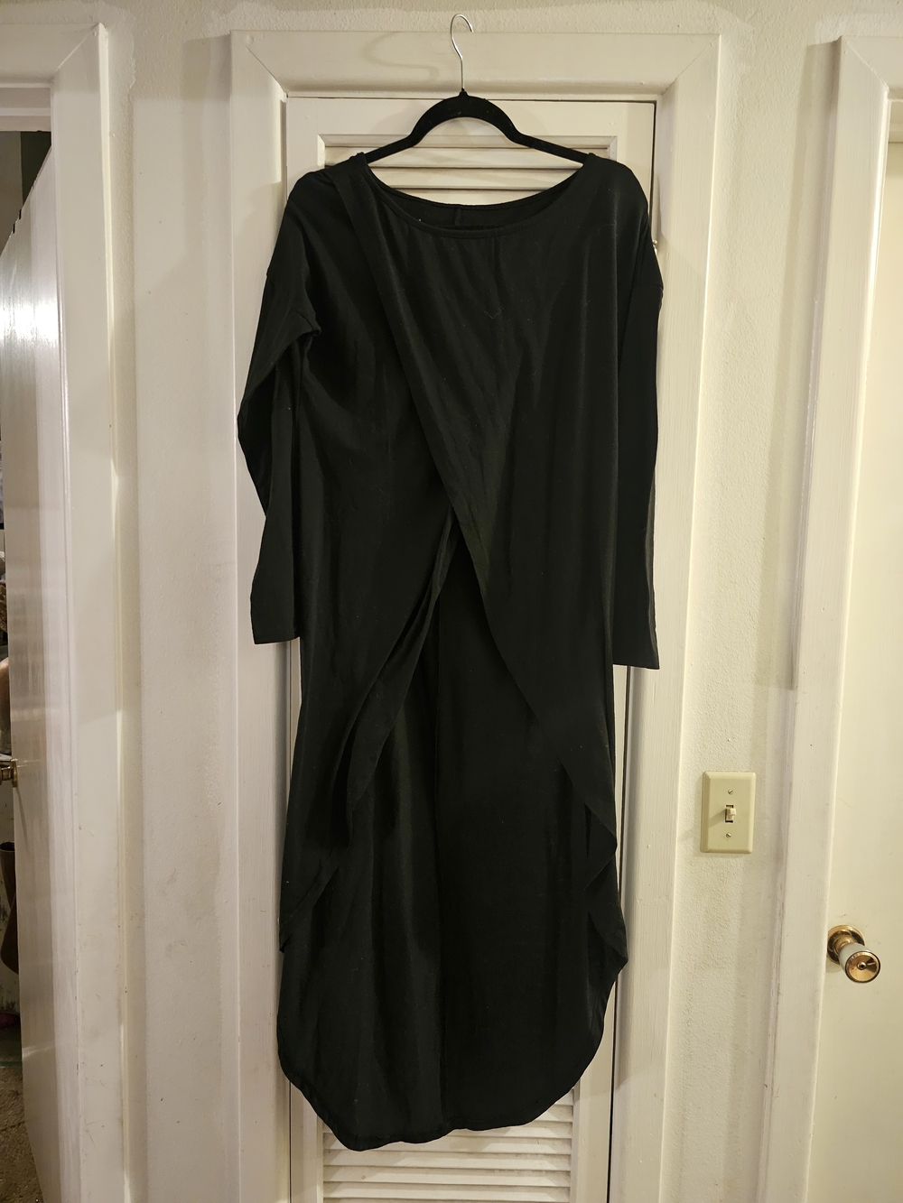 3/$13 Black Long Sleeve Draped High Low Top